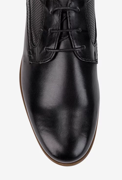 Pantofi barbati confectionati din piele naturala neagra