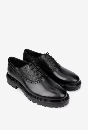 Pantofi barbati confectionati din piele naturala neagra