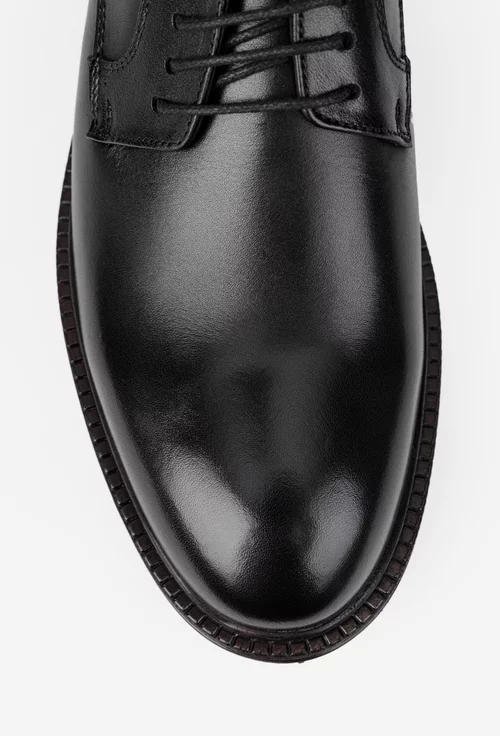 Pantofi barbati confectionati din piele naturala neagra