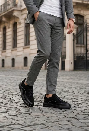 Pantofi barbati confectionati din piele neagra