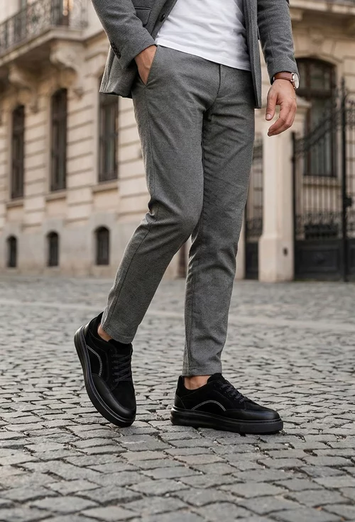 Pantofi barbati confectionati din piele neagra