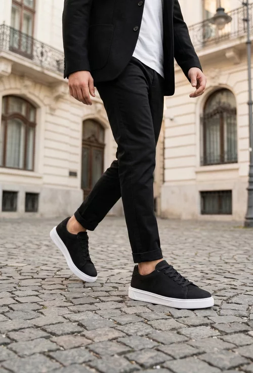 Pantofi barbati confectionati din piele neagra