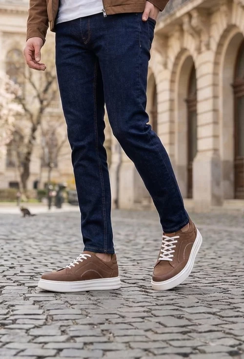 Pantofi barbati confectionati din piele taupe