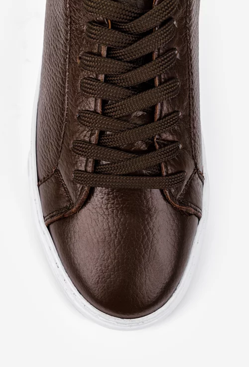 Pantofi barbati confectionati din piele texturata maro