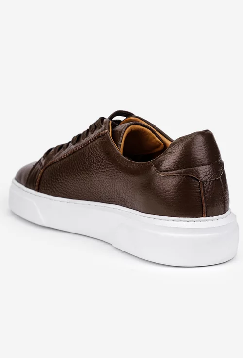 Pantofi barbati confectionati din piele texturata maro