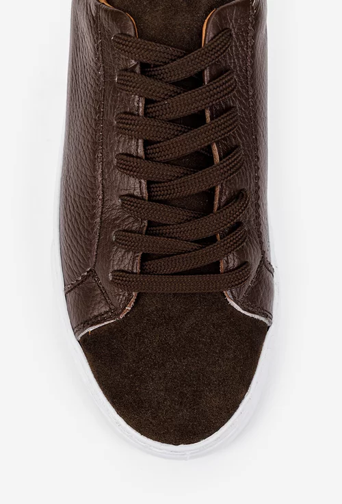 Pantofi barbati confectionati din piele texturata maro