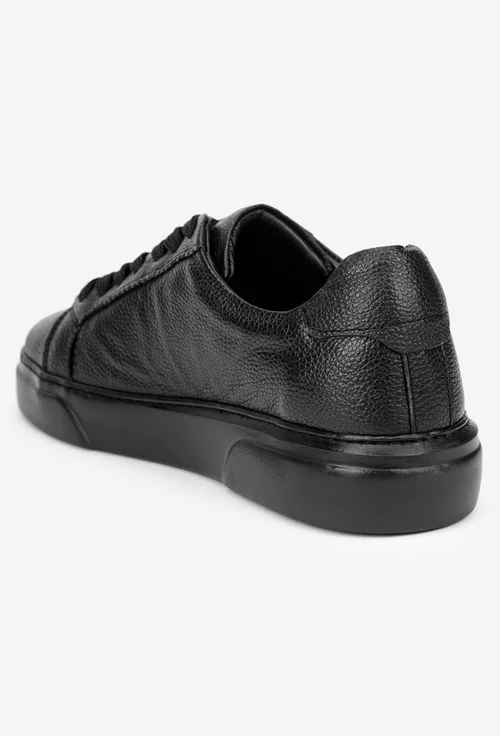 Pantofi barbati confectionati din piele texturata neagra