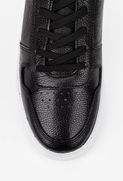 Pantofi barbati confectionati din piele texturata neagra
