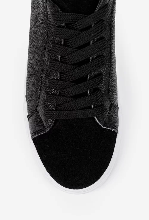 Pantofi barbati confectionati din piele texturata neagra