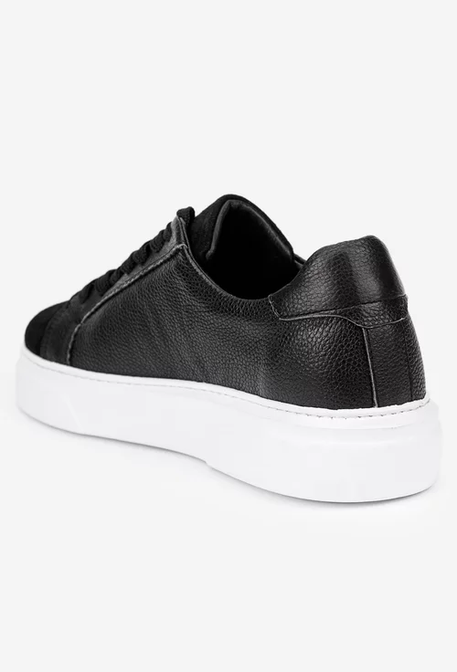 Pantofi barbati confectionati din piele texturata neagra