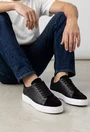 Pantofi barbati confectionati din piele texturata neagra