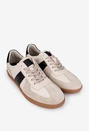 Pantofi barbati din piele bej cu negru