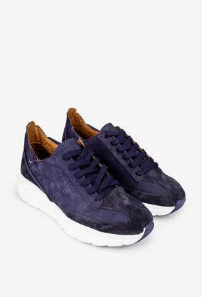 Pantofi barbati din piele bleumarin