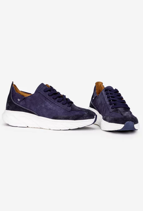 Pantofi barbati din piele bleumarin