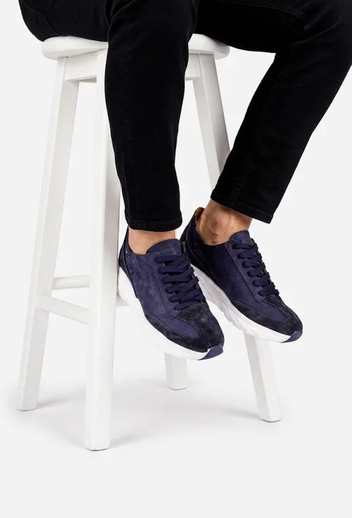 Pantofi barbati din piele bleumarin picture - 2