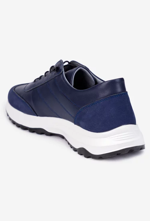 Pantofi barbati din piele bleumarin