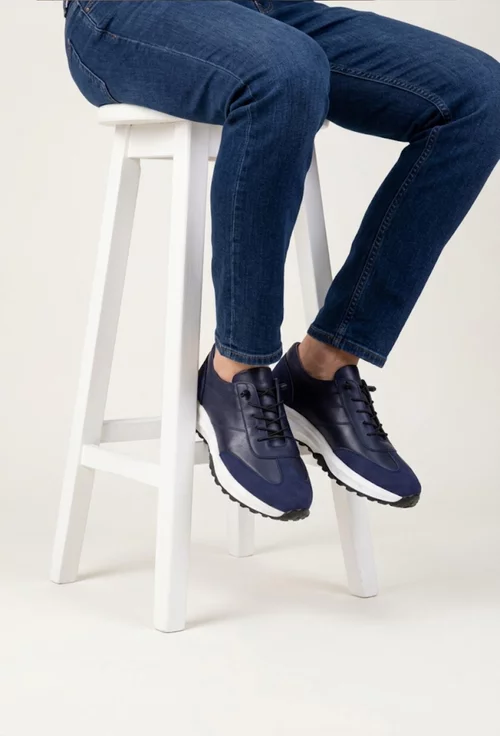 Pantofi barbati din piele bleumarin