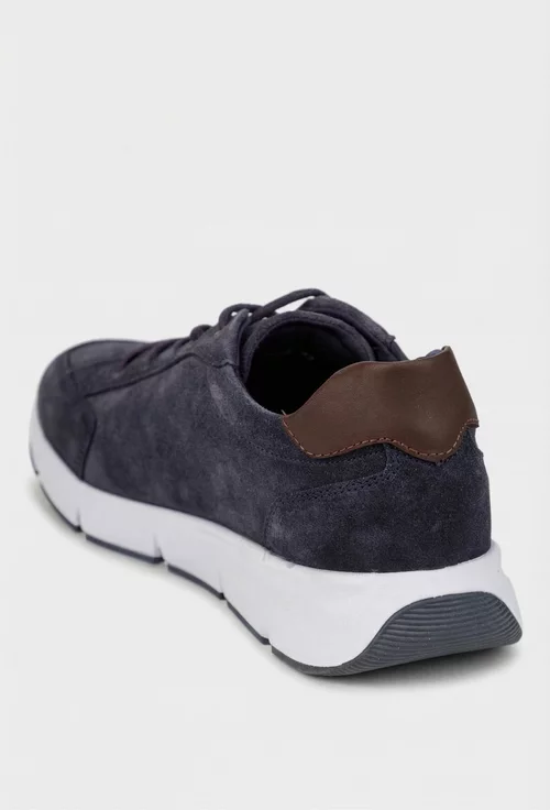 Pantofi barbati din piele intoarsa bleumarin