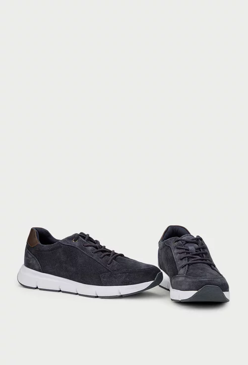 Pantofi barbati din piele intoarsa bleumarin