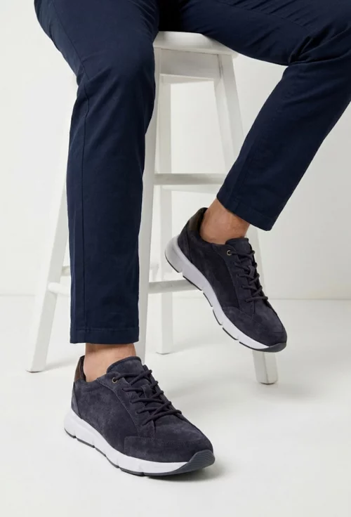 Pantofi barbati din piele intoarsa bleumarin