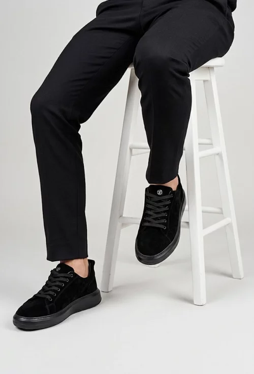 Pantofi barbati din piele intoarsa neagra picture - 2
