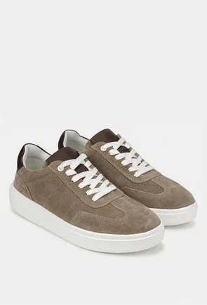 Pantofi barbati din piele intoarsa taupe