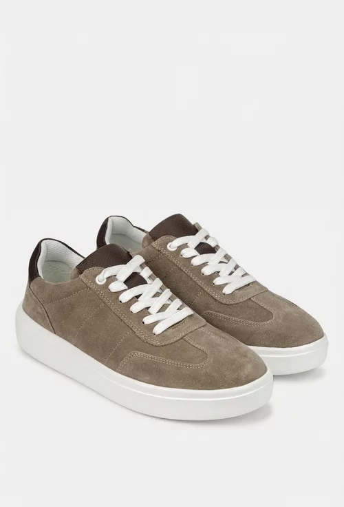 Pantofi barbati din piele intoarsa taupe