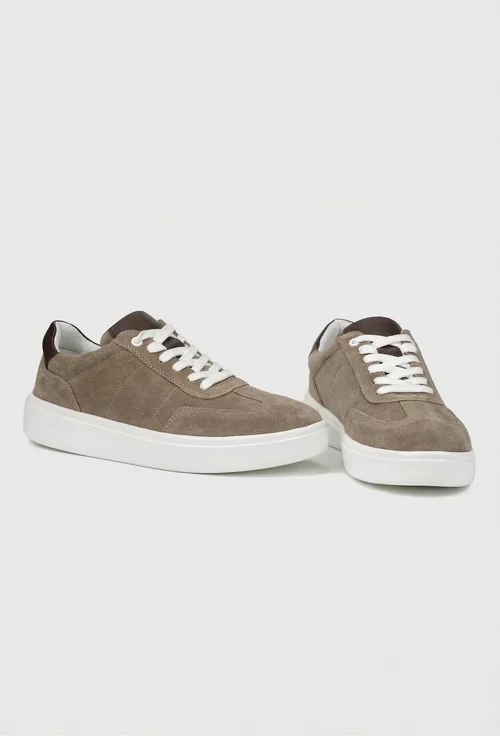 Pantofi barbati din piele intoarsa taupe