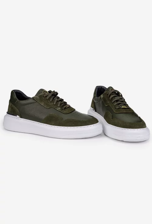 Pantofi barbati din piele kaki