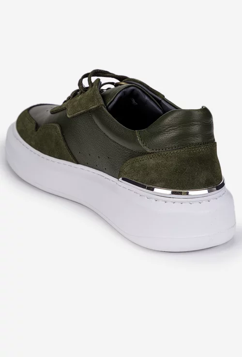 Pantofi barbati din piele kaki