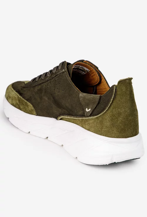 Pantofi barbati din piele kaki