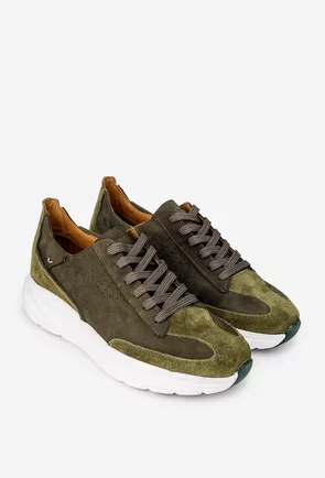 Pantofi barbati din piele kaki