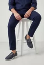 Pantofi barbati din piele nabuc bleumarin cu siret din piele