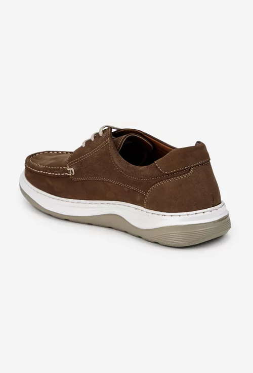 Pantofi barbati din piele nabuc taupe