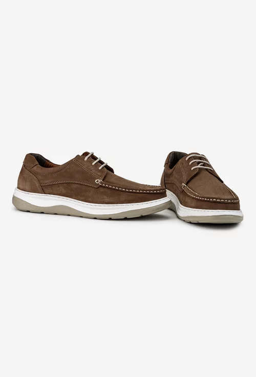 Pantofi barbati din piele nabuc taupe