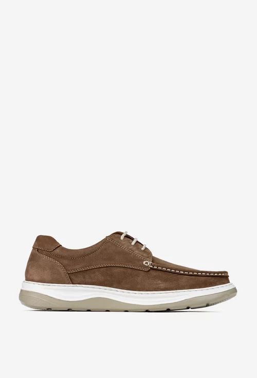 Pantofi barbati din piele nabuc taupe