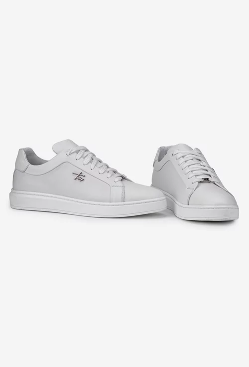 Pantofi barbati din piele naturala alba