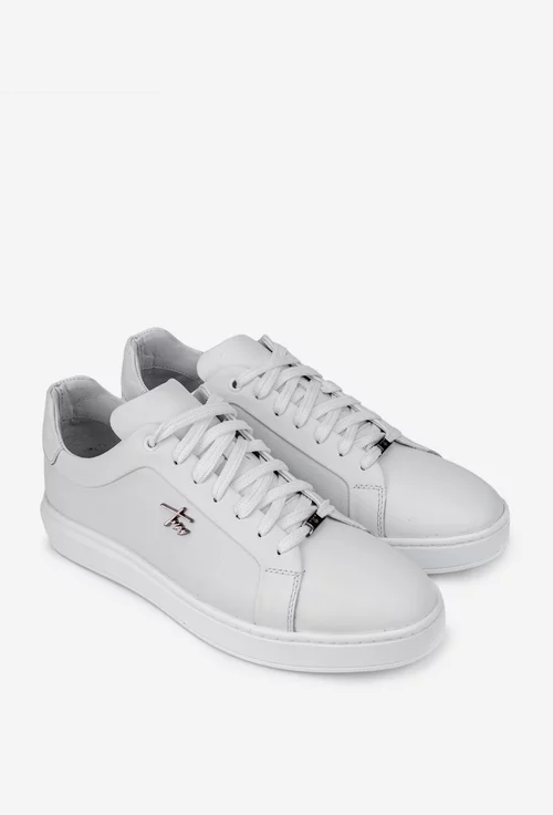 Pantofi barbati din piele naturala alba