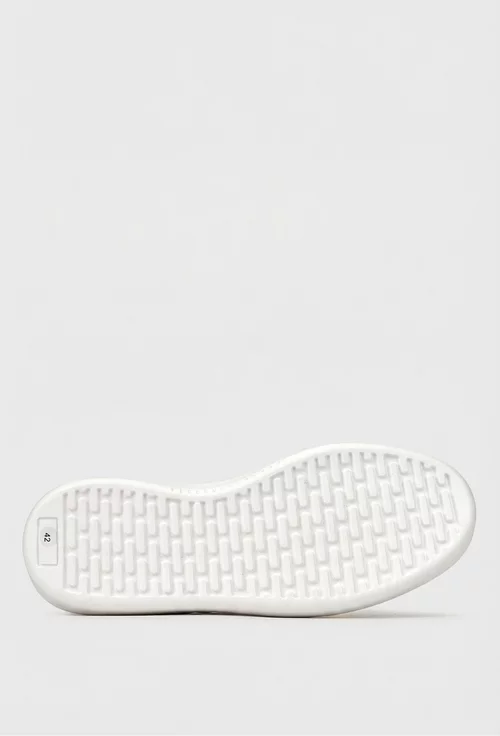 Pantofi barbati din piele naturala alba cu detalii negre