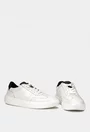 Pantofi barbati din piele naturala alba cu detalii negre