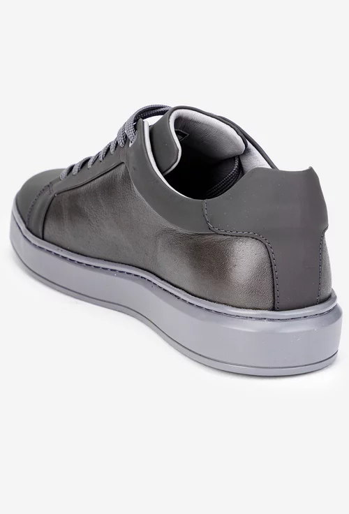 Pantofi barbati din piele naturala gri