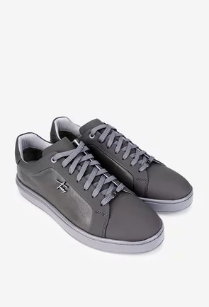 Pantofi barbati din piele naturala gri