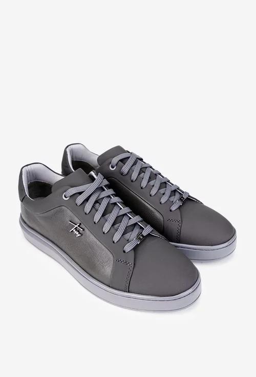 Pantofi barbati din piele naturala gri
