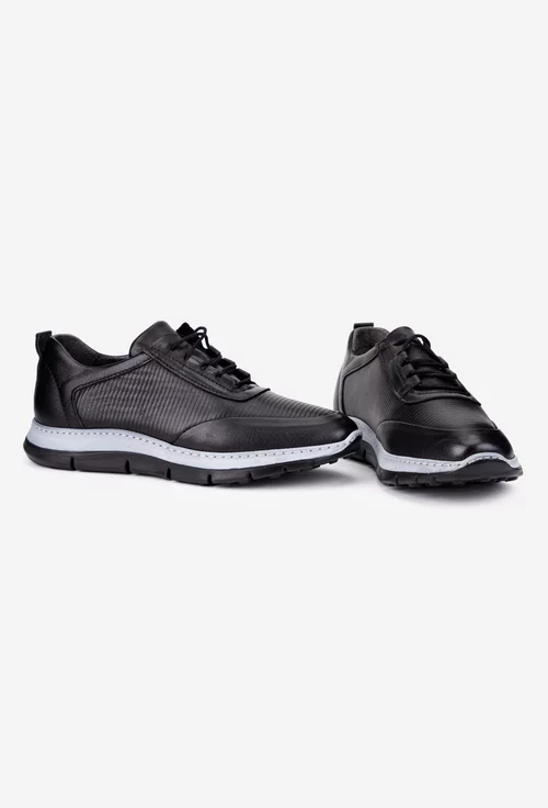 Pantofi barbati din piele naturala neagra