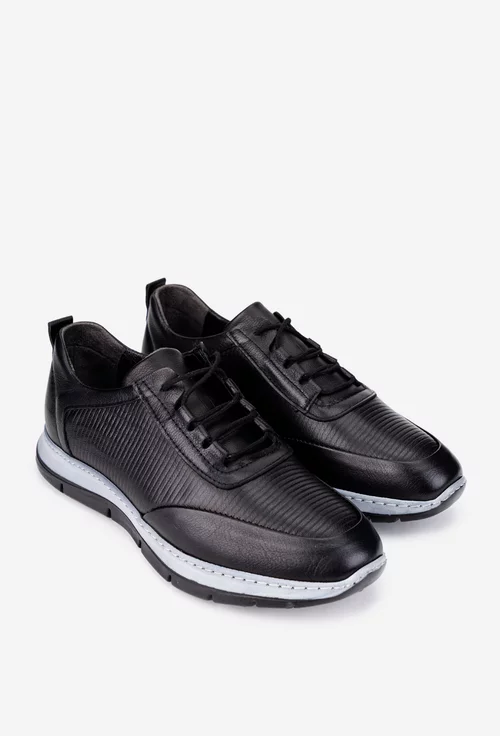 Pantofi barbati din piele naturala neagra