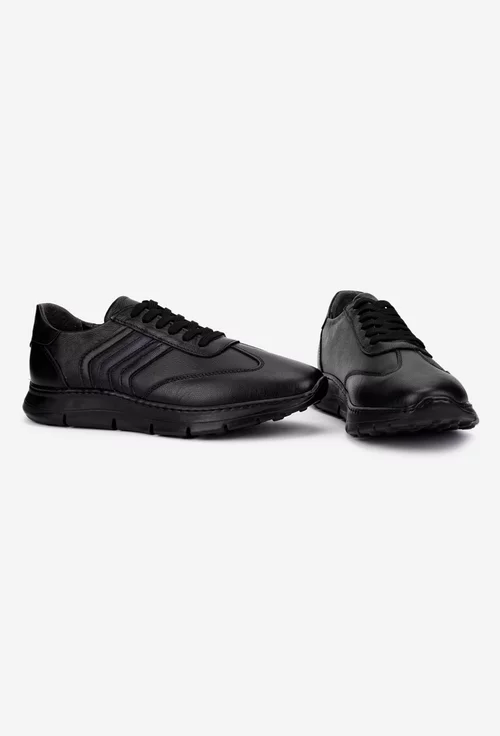 Pantofi barbati din piele naturala neagra
