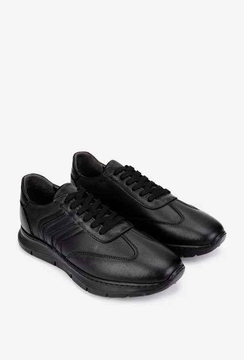 Pantofi barbati din piele naturala neagra