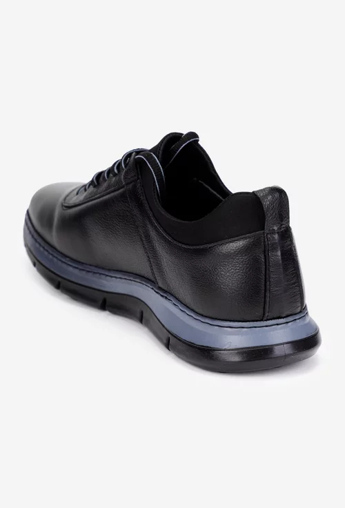 Pantofi barbati din piele naturala neagra