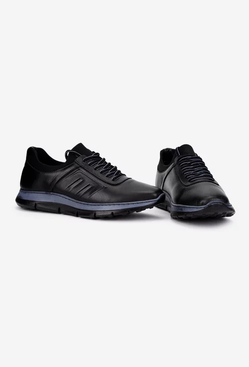 Pantofi barbati din piele naturala neagra
