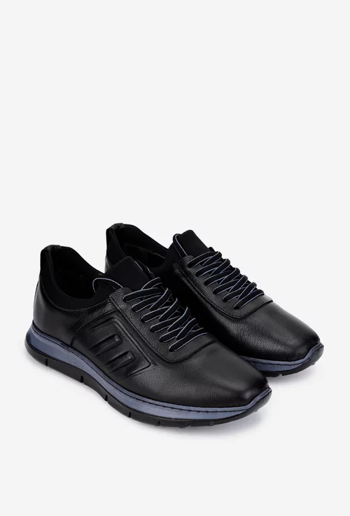 Pantofi barbati din piele naturala neagra